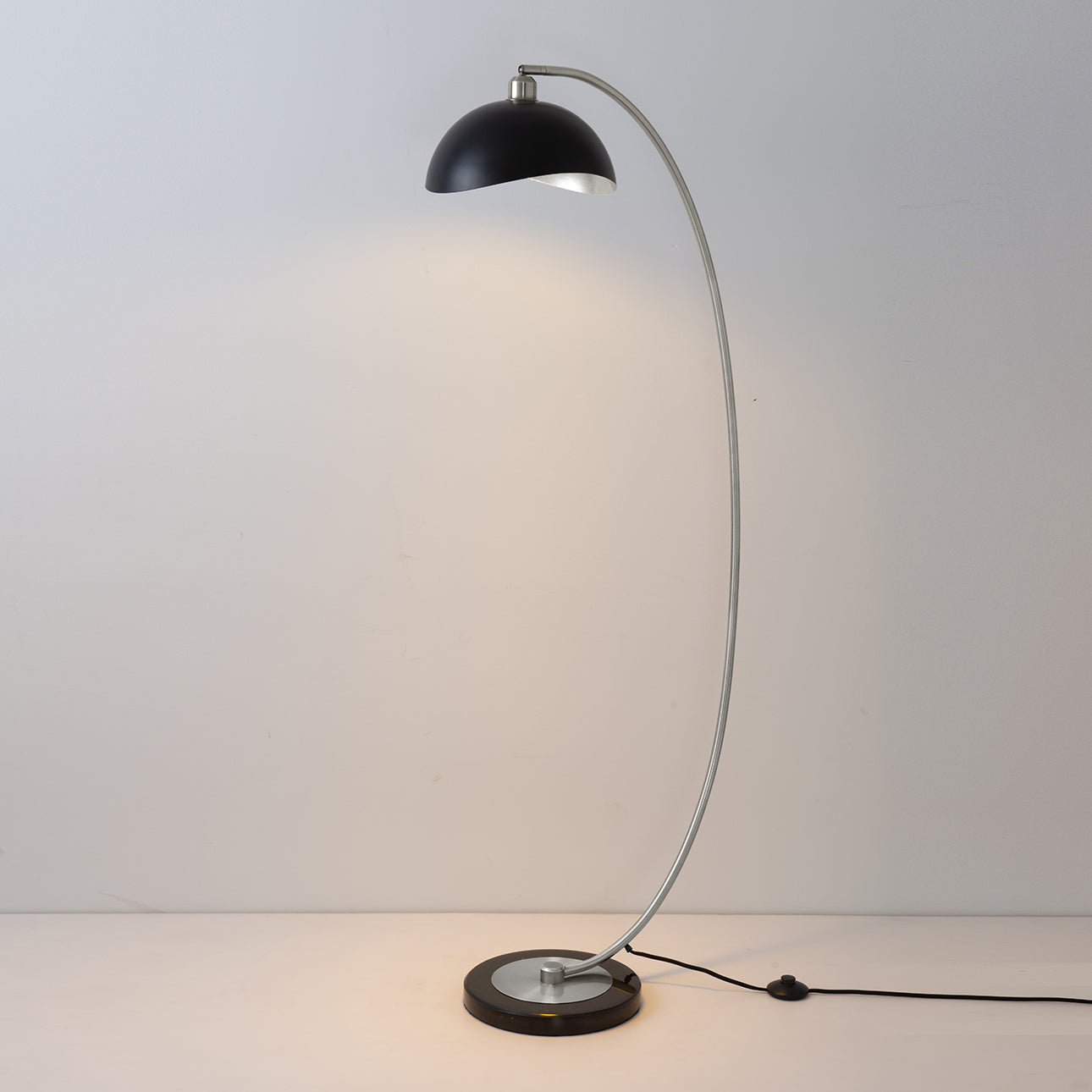 Luna Bella Chairside Arc Floor Lamp Black Silver Leaf Shade Antique Nickel Black 2110744An by Nova California