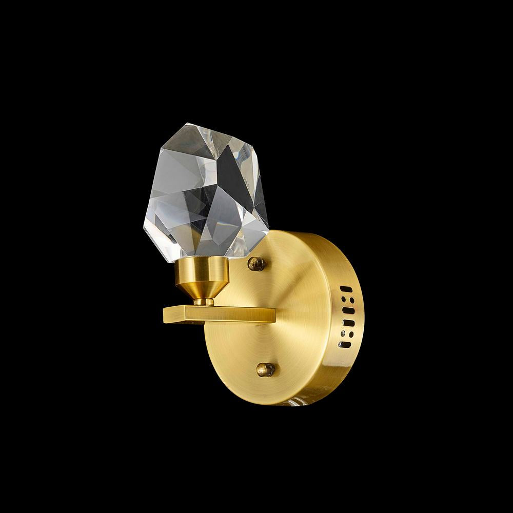 Rock Crystal Wall Sconce 1-Light in Antique Brass LD6106WSAB by StarFire Crystal