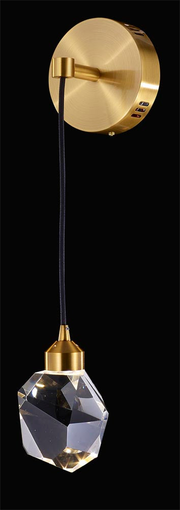 Rock Crystal Wall Sconce 1-Light in Antique Brass LD6107WSAB by StarFire Crystal