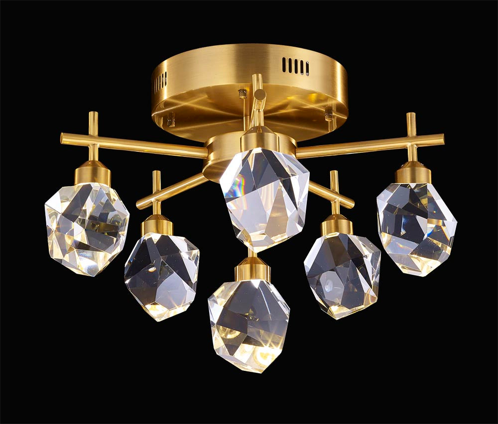 Rock Crystal Flushmount 6-Light in Antique Brass LD6120AB by StarFire Crystal