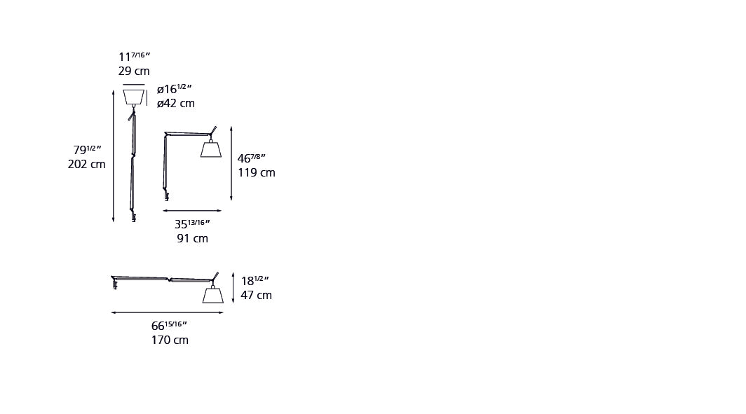 Artemide Tolomeo Mega Body On Cord Aluminum No Shade 0778018A