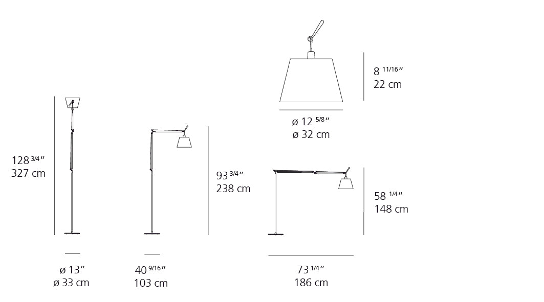 Artemide Tolomeo Mega Floor with 12" Diffuser Parchment Aluminum TLM0100