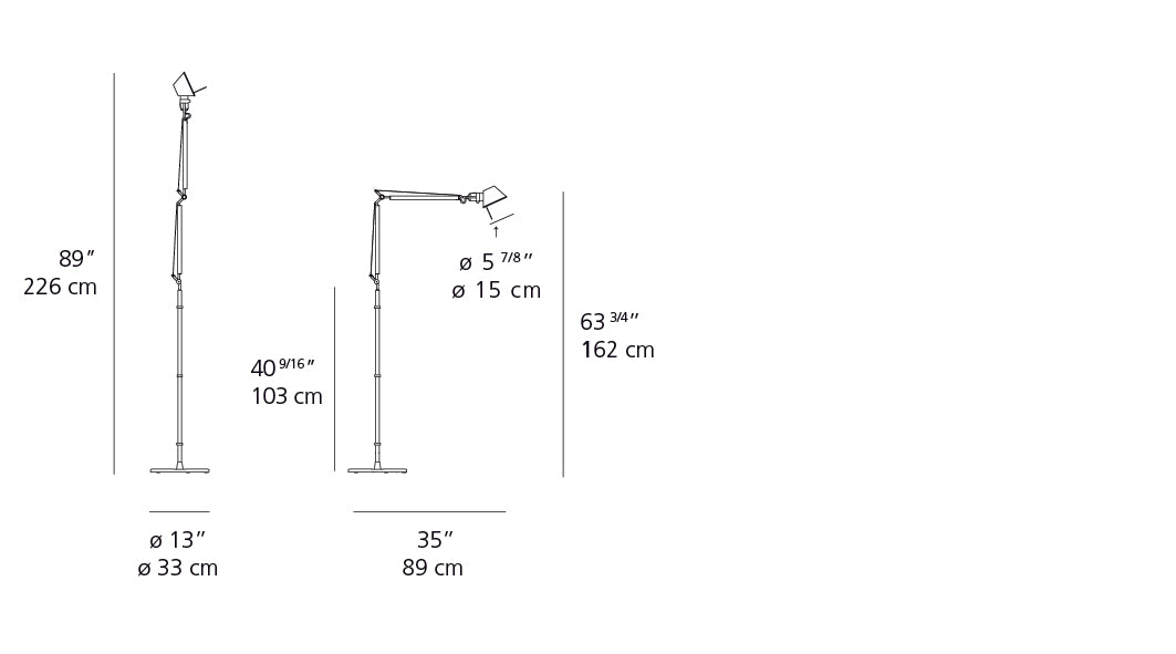 Artemide Tolomeo Classic LED Tunable White Aluminum with Floor Support TOL0103