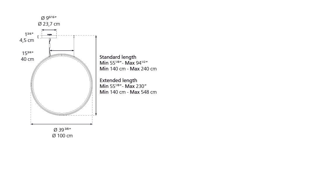 Artemide Discovery Vertical 100 Suspension LED Bronze Extended 19Ft 1993068A-EXT