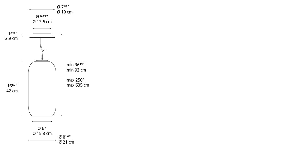 Artemide Gople Suspension Black/Copper Extended 19Ft 1405348A-EXT