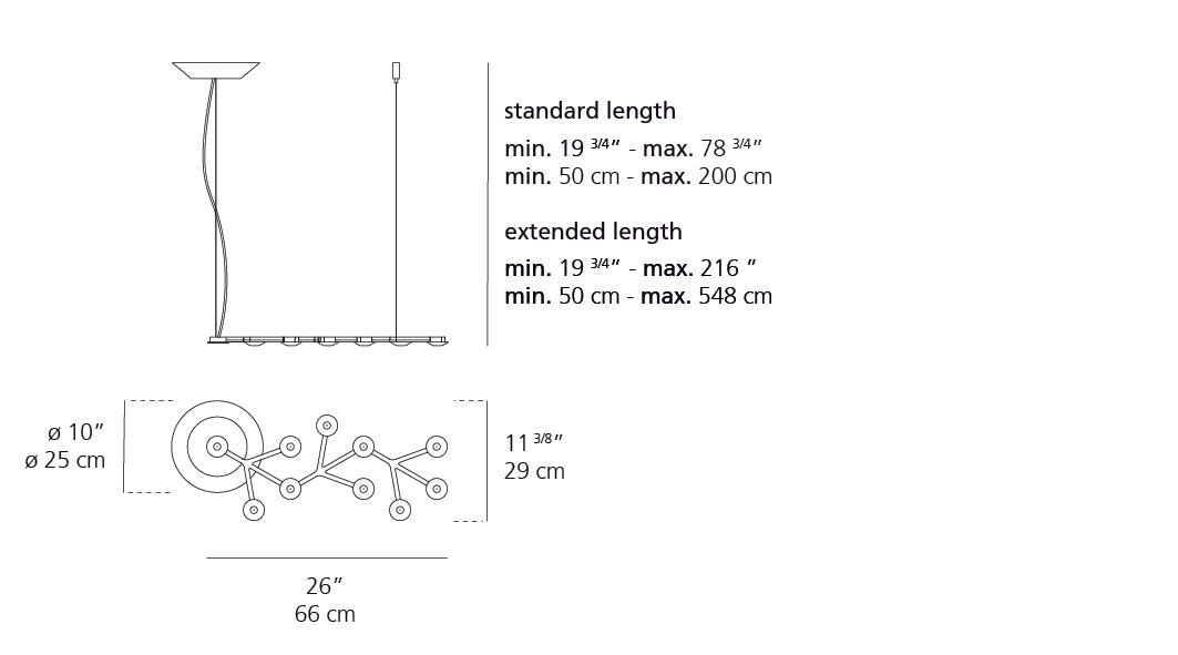 Artemide Led Net 66 Suspension Linear LED Extended 15Ft 1589058A-EXT