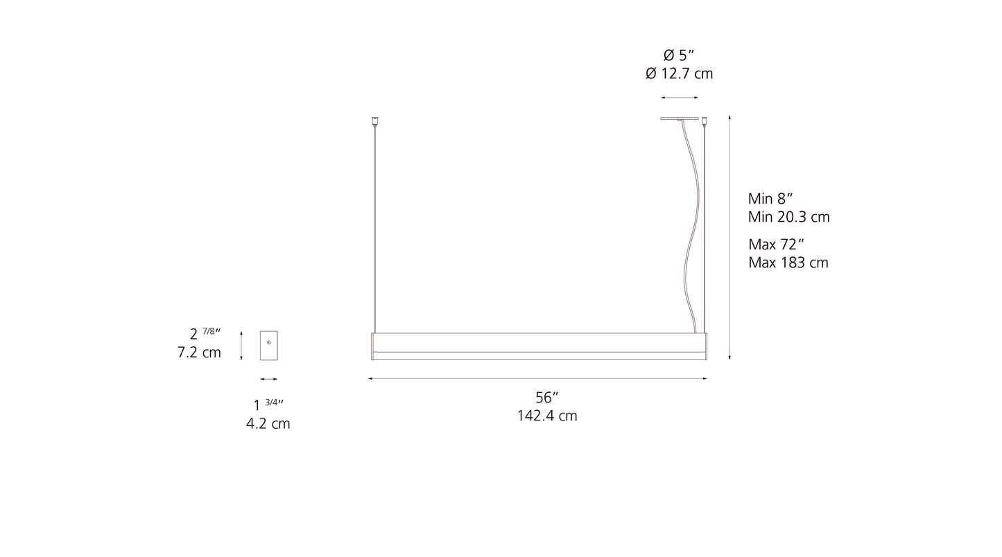 Artemide Ledbar Suspension 5Ft Square Direct 3000K RD2LBC5SD93020A