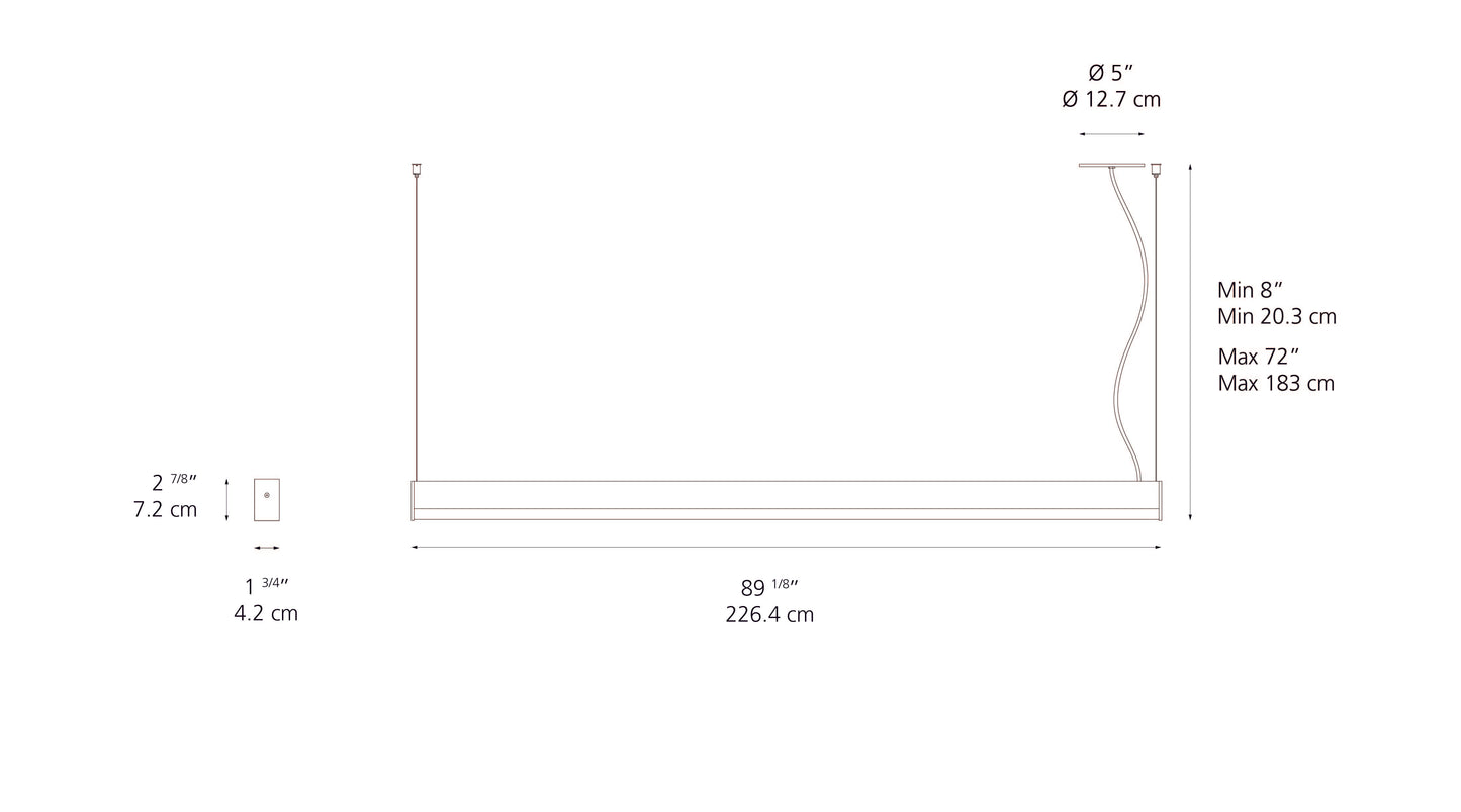 Artemide Ledbar Suspension 8Ft Square Direct 3000K RD2LBC8SD93020A