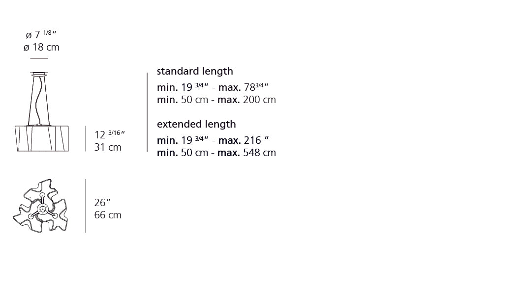 Artemide Logico Suspension Triple Nested Grey/Smoke Extended 15Ft 0454018A-EXT