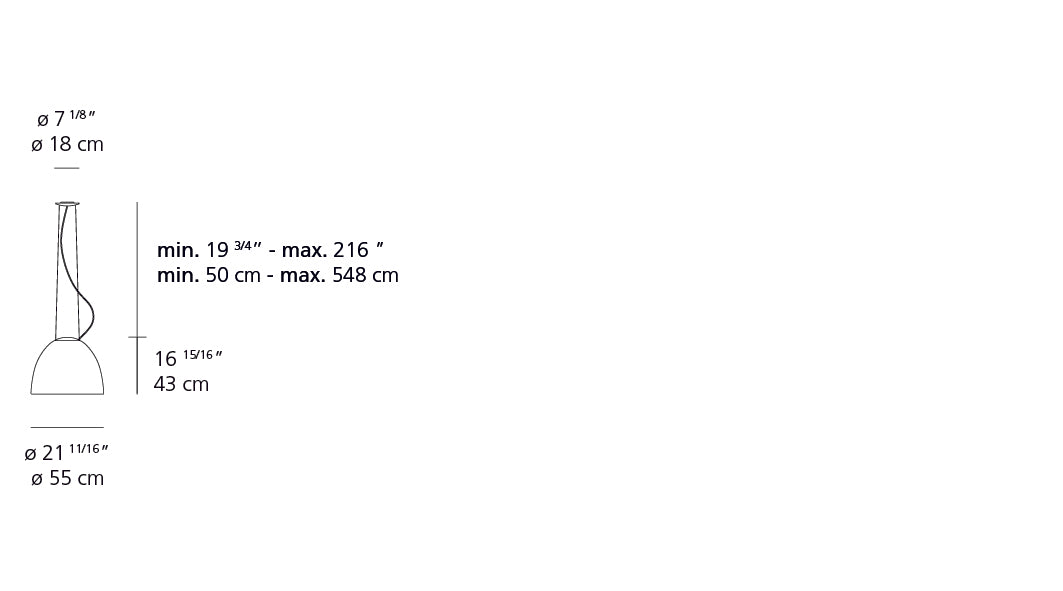 Artemide Nur Gloss Suspension LED Black Extended 15Ft A243418-EXT