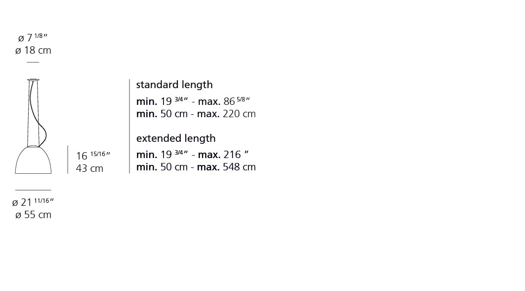 Artemide Nur Suspension LED Aluminum Extended 15Ft A243318-EXT