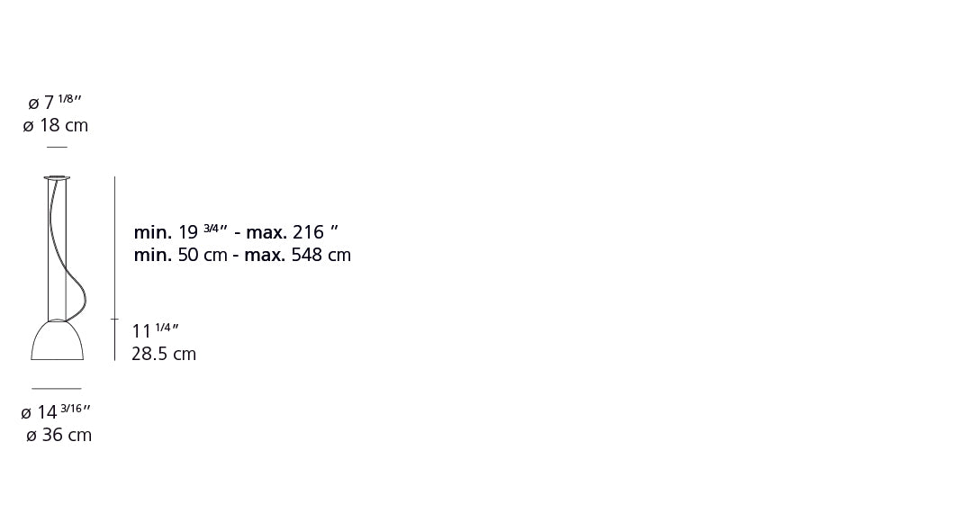 Artemide Nur Mini Suspension Grey Extended 15Ft A244508EXT