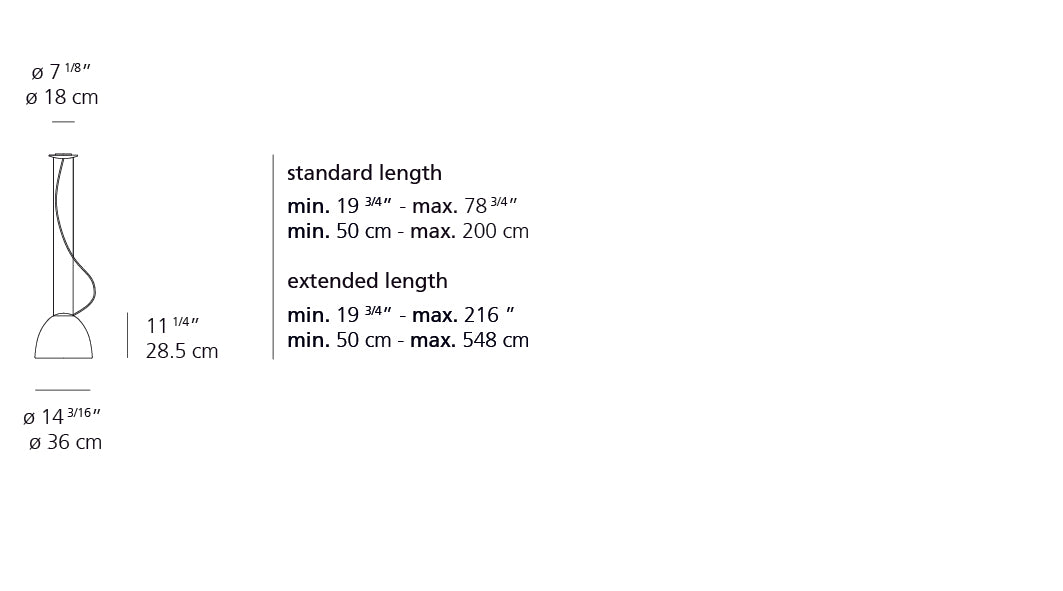 Artemide Nur Gloss Mini Suspension Black Extended 15Ft A244918EXT