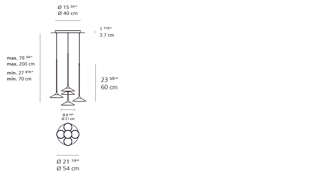 Artemide Orsa 21 Chandelier LED 5X7W 0355038A