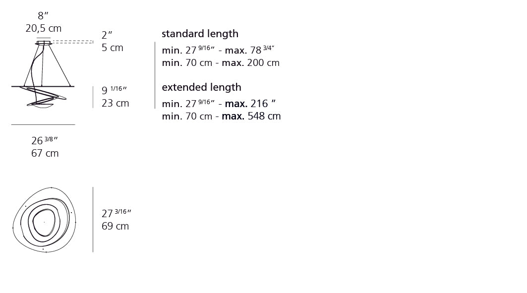 Artemide Pirce Mini Suspension LED 3000K White Extended 15Ft 1256118AEXT