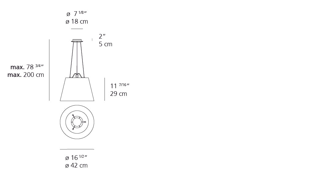 Artemide Tolomeo Mega Suspension with 17" Diffuser Parchment Aluminum TLM1000