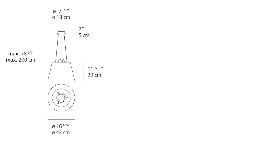 Artemide Tolomeo Mega Suspension Aluminum with 17" Diffuser Black TLM1008