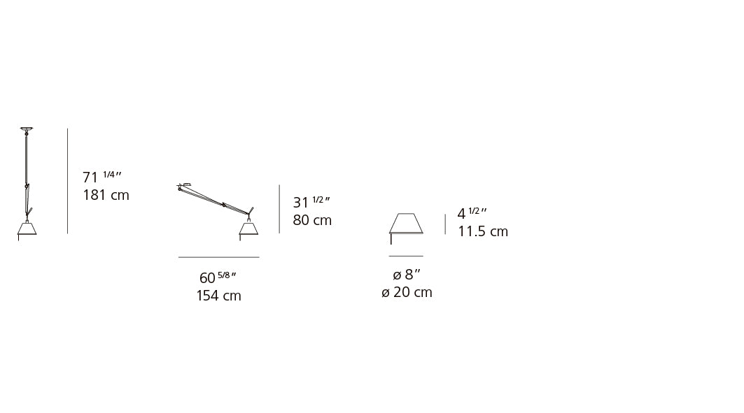 Artemide Tolomeo Off-Center Suspension Aluminum with 8" Diffuser TOL1020