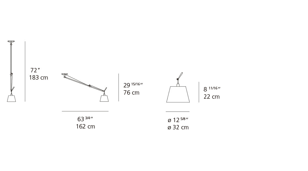 Artemide Tolomeo Off-Center Suspension with 12" Diffuser Parchment TOL1027