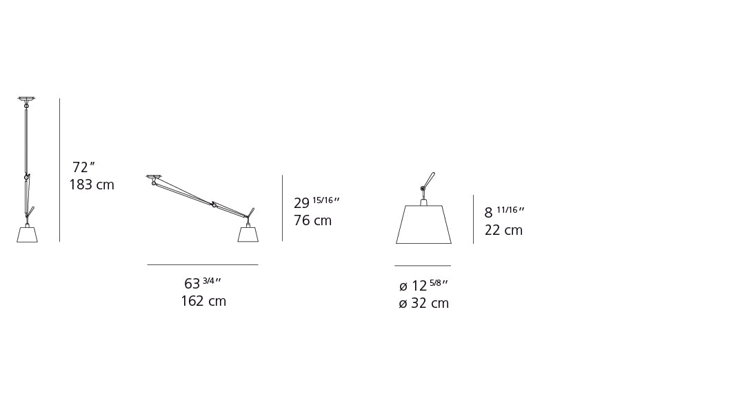 Artemide Tolomeo Off-Center Suspension with 12" Diffuser Fiber TOL1042