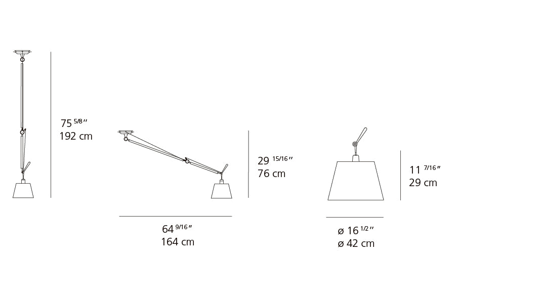 Artemide Tolomeo Off-Center Suspension with 17" Diffuser Parchment TOL1031