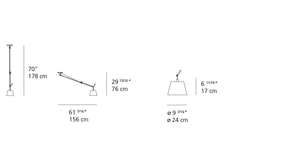 Artemide Tolomeo Off-Center Suspension Aluminum with 10" Diffuser Parchment TOL1025
