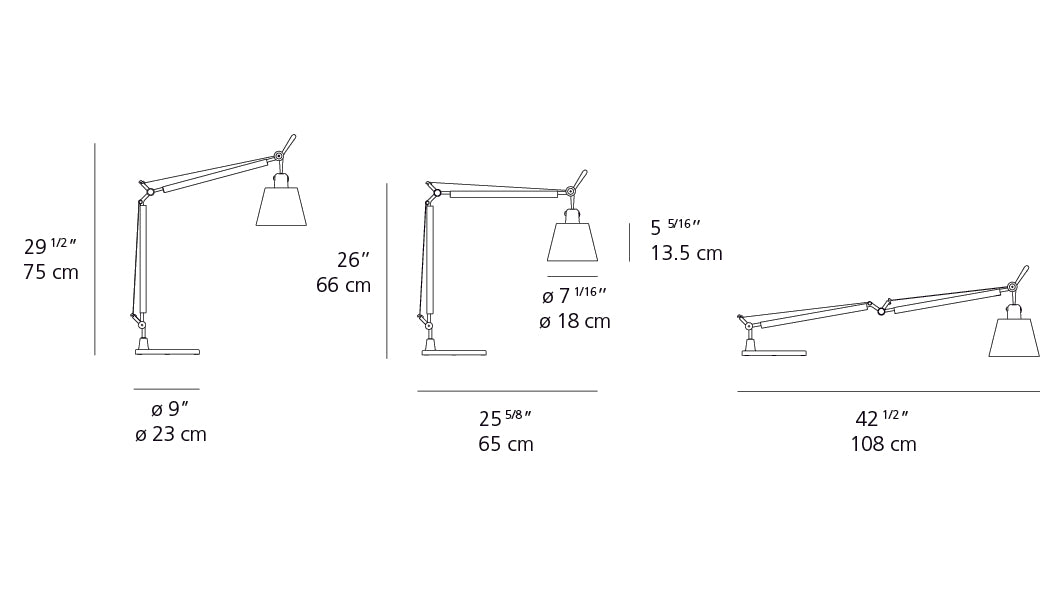 Artemide Tolomeo with Shade Aluminum/Fiber with Base TLS0006