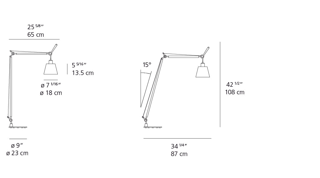 Artemide Tolomeo Reading with Shade Aluminum Fiber with Base TLS0102