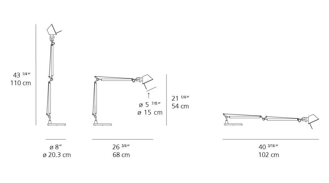 Artemide Tolomeo Mini White with Base Aluminum TOL0047