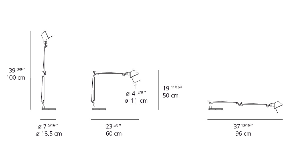 Artemide Tolomeo Midi LED Anthracite with Base TOL0081