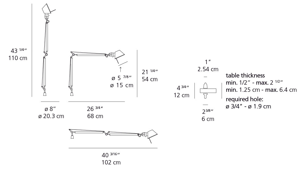 Artemide Tolomeo Mini White with In-Set Pivot Aluminum TOL0067