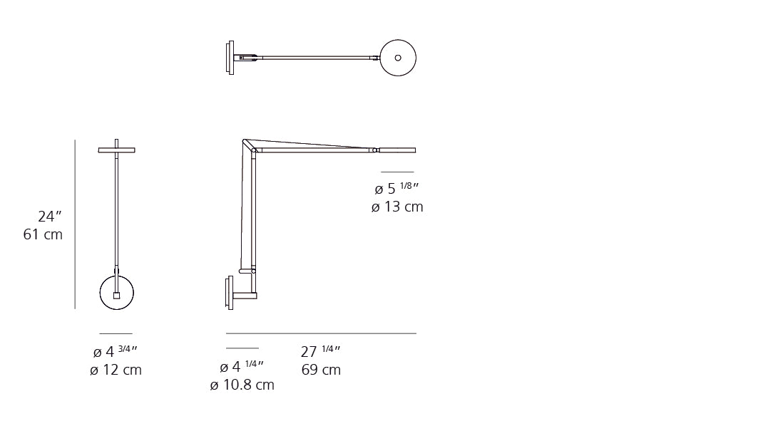Artemide Demetra LED 3000K Matte Black with Wall Support DEM1115