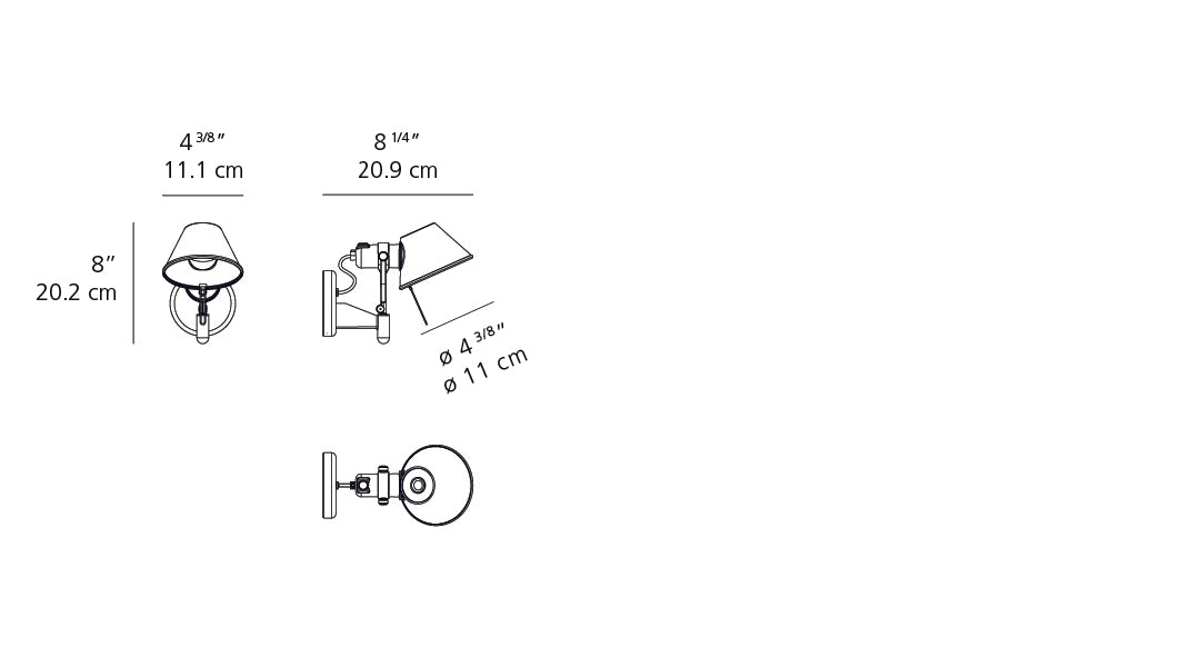 Artemide Tolomeo Micro Wall Spot LED Aluminum with O Switch A043508