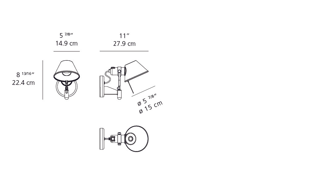 Artemide Tolomeo Wall Spot Aluminum with Switch A029258