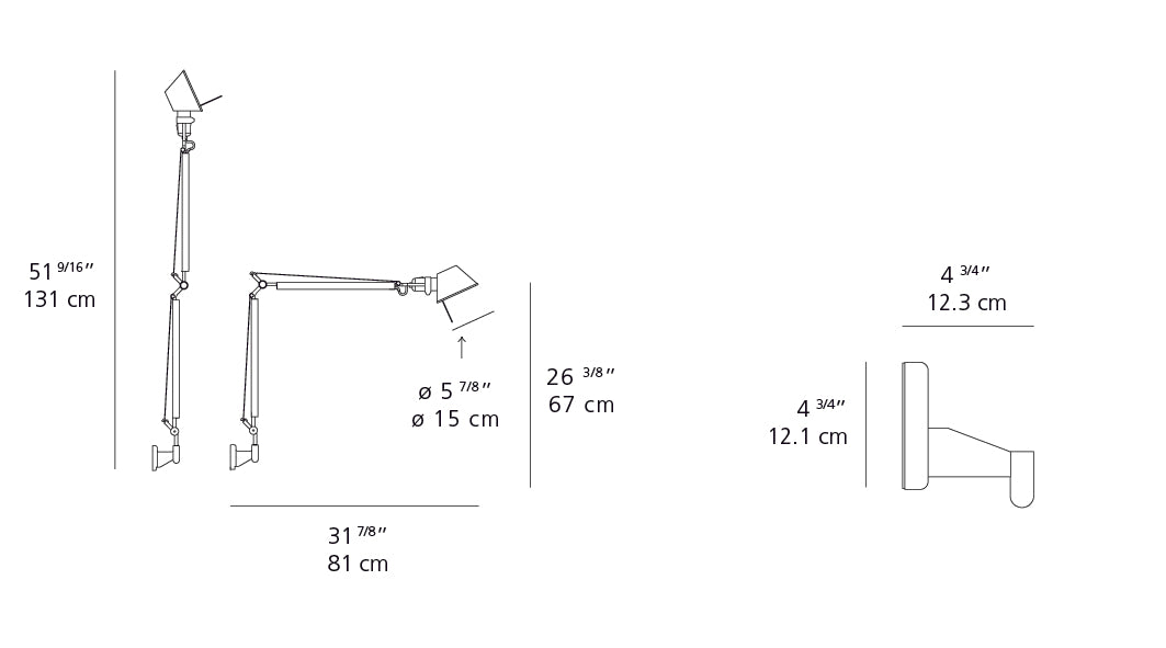 Artemide Tolomeo Classic White with J Bracket Aluminum TOL1106