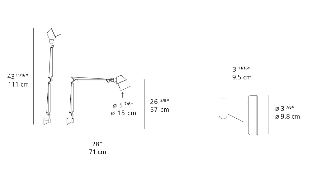 Artemide Tolomeo Mini Black with S Bracket TOL1122