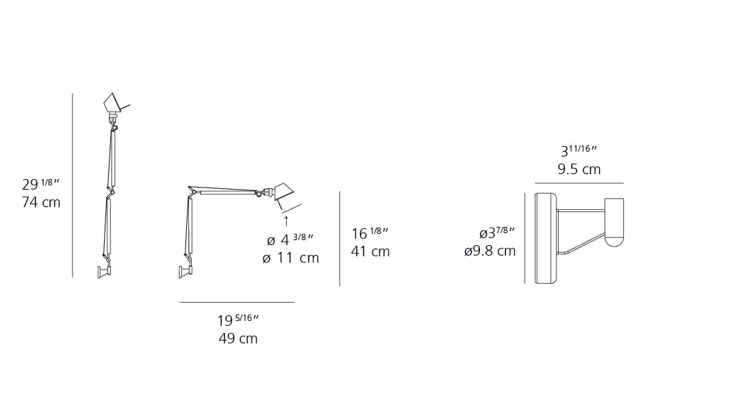 Artemide Tolomeo Micro LED Aluminum with S Bracket TOL1141