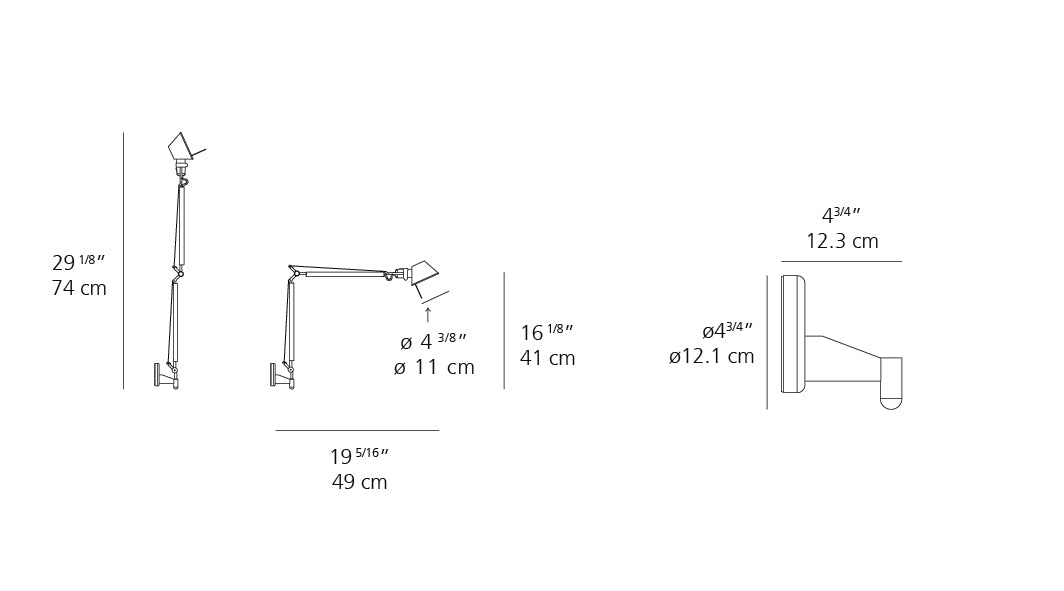 Artemide Tolomeo Micro Aluminum with J Bracket TOL1142
