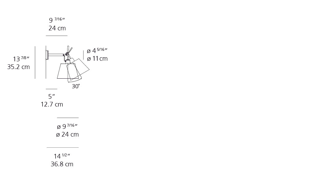 Artemide Tolomeo 10 Wall Fiber Shade Aluminum TOL1173