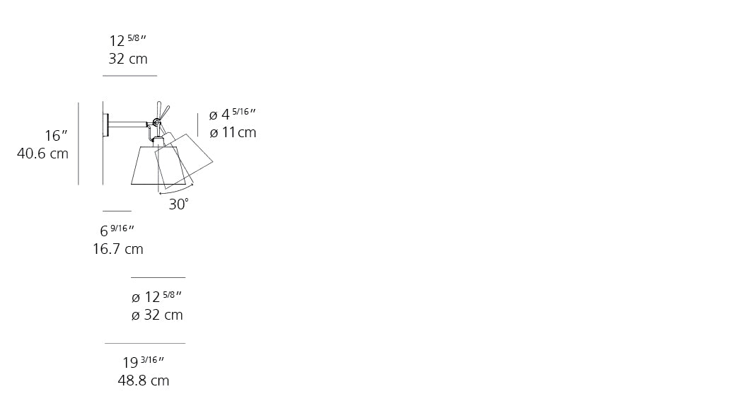 Artemide Tolomeo 12 Wall Shade Parchment TOL1174
