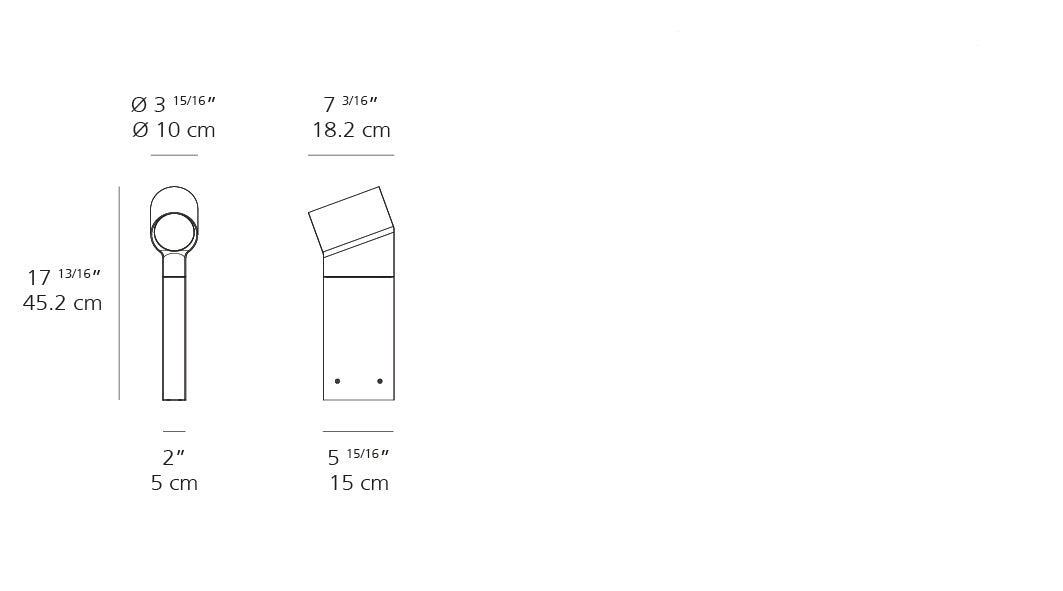 Artemide Oblique Outdoor Bollard Light dimension drawing
