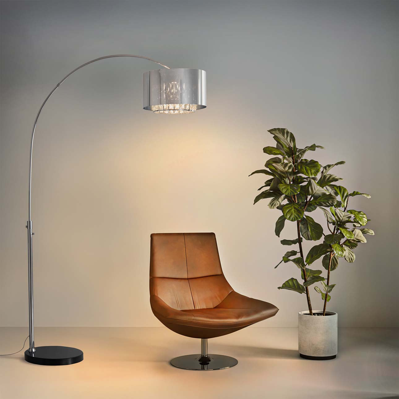 Marilyn Arc Floor Lamp 94 Chrome Mylar Crystal Shade Rotary 21263Ch by Nova California