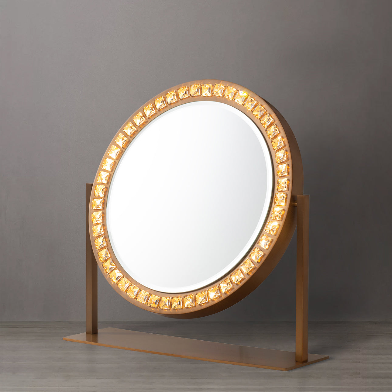 Marilyn Table Top Led Vanity Mirror Weathered Brass 4111270Bb by Nova California
