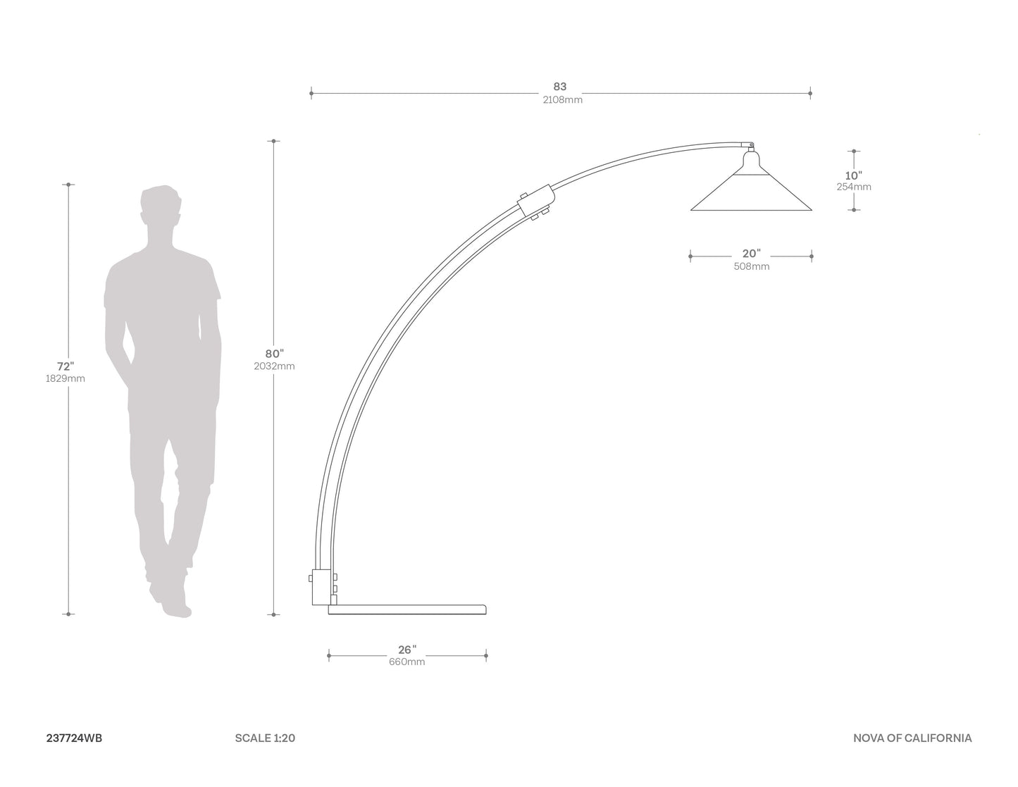 Melmar Arc Floor Lamp Weathered Brass Walnut 21266Wb by Nova California