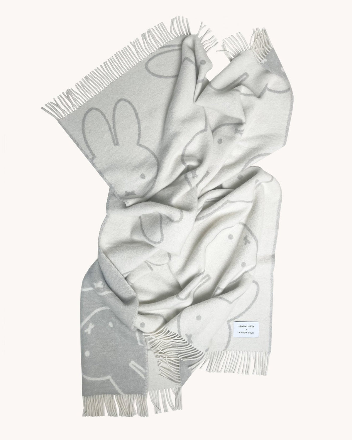 Maison Deux Miffy Wool Blanket in Cloud White/Grey – detail 4