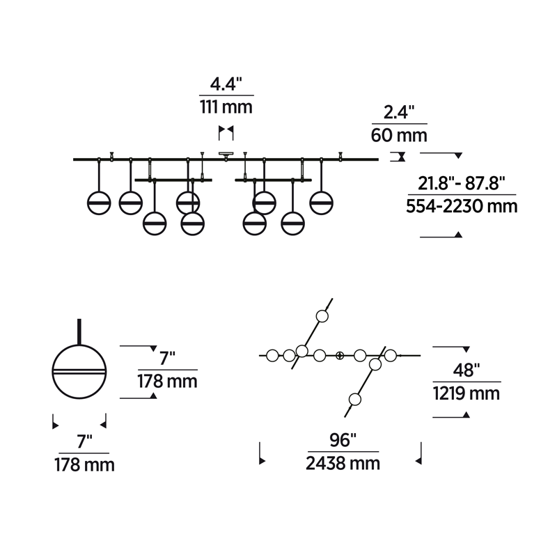 Visual Comfort Mini Hanea 9 Light Chandelier Surface