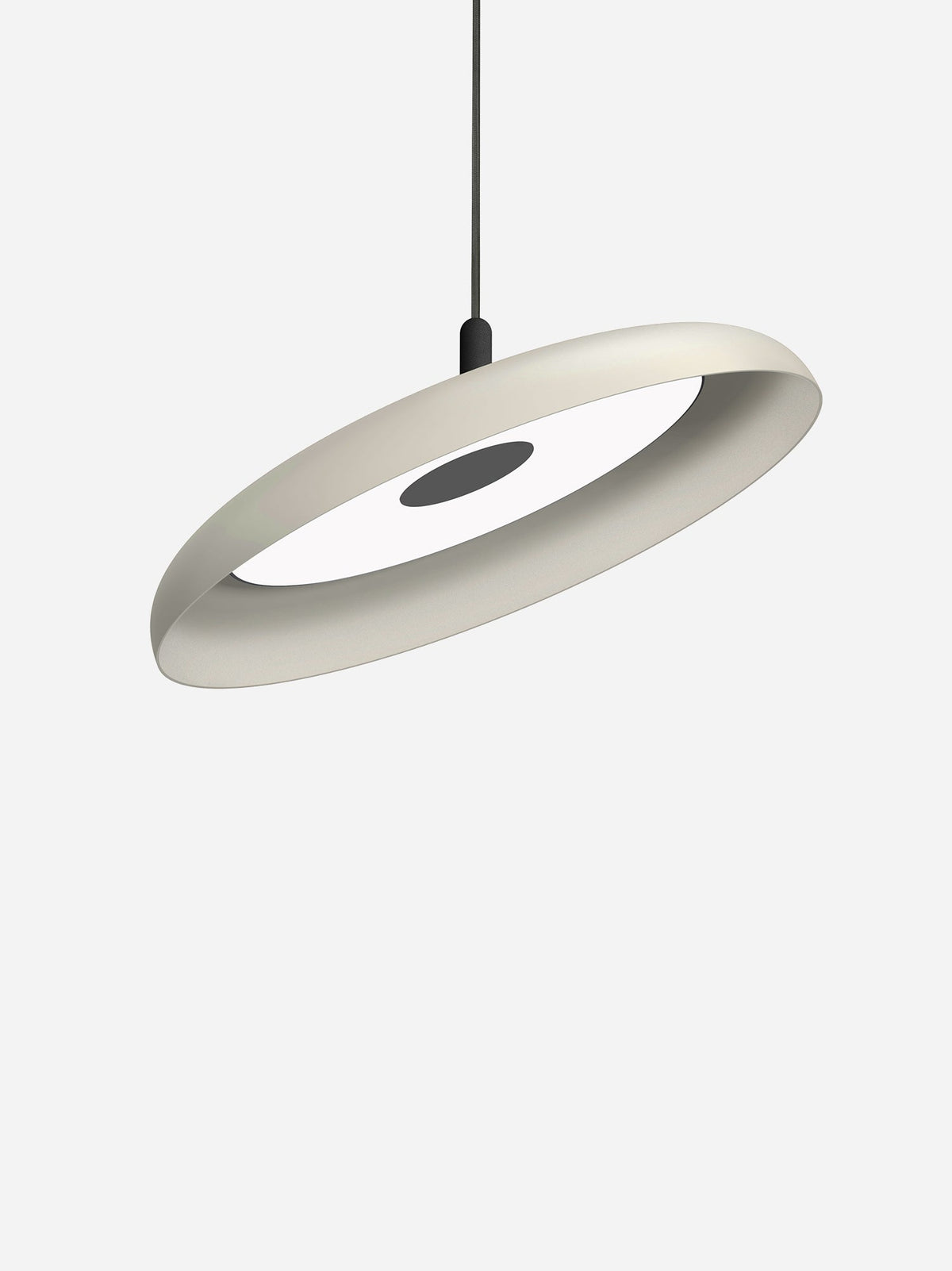 Nivel pendant, 22 in white shade on a black cord