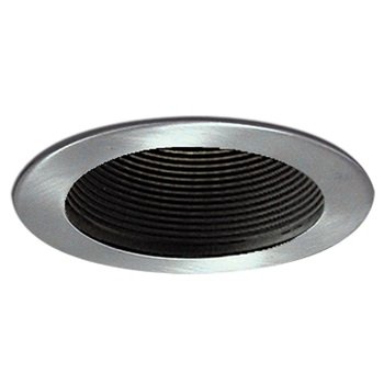 Nora Lighting NS-41 Series 4" Black Stepped Metal Baffle Trim with White Metal Ring
