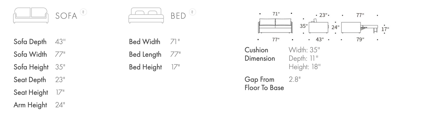 Innovation Living Neah King Sofa Bed with Slim Arms