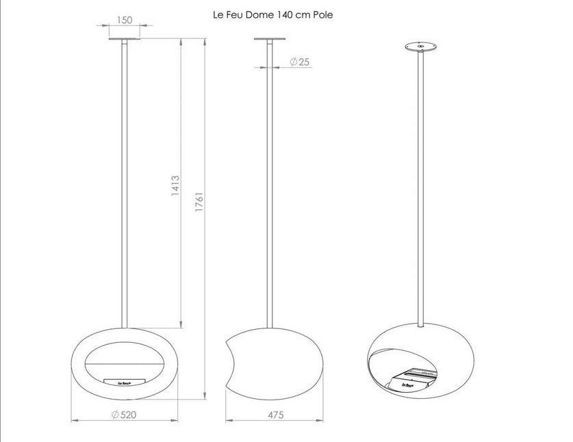 Dome Nickel Sky Fireplace by LE FEU